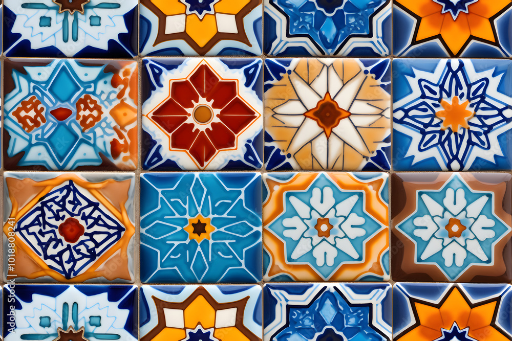 seamless Azulejos tile pattern with a traditional Portuguese mosaic and Moroccan floral tile design seamless Azulejos tile pattern with a traditional Portuguese mosaic and Moroccan floral tile design