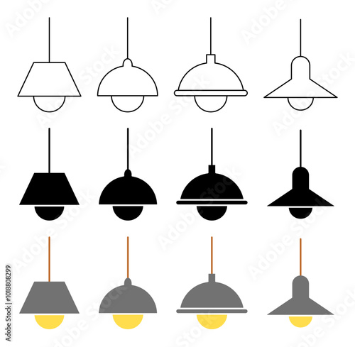 Pendant Light Icon Set