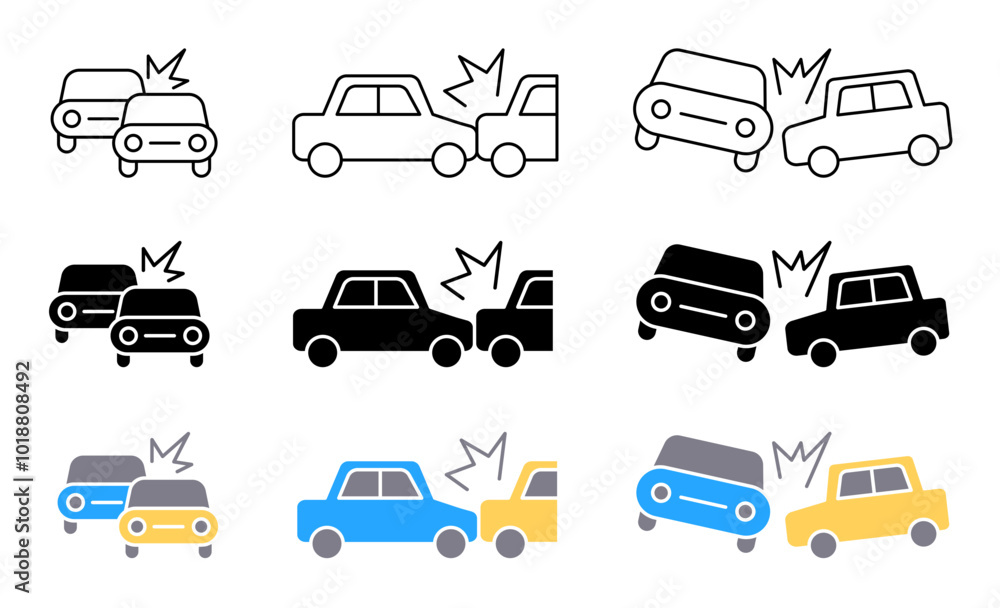 Car Accident Icon Set Car Accident Icon Set