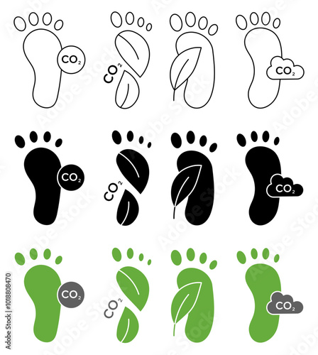 Carbon Footprint Icon Set