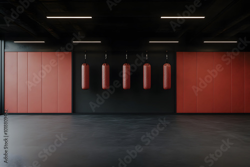 Martial Arts Hall Featuring a Fighting Ring and Punching Bags | Dedicated Space for Training and Skill Development photo