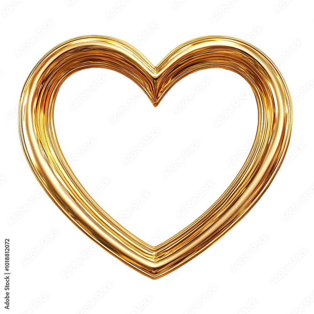 Gold frame in heart shape isolated on transparent background Gold frame in heart shape isolated on transparent background