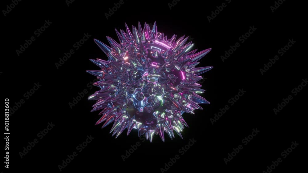 looped 3d animation. Surreal liquid glass sphere, morphing virus cell, reflecting neon light, smoothly transforming and changing shape. Fantastic microscopic particle isolated on black background looped 3d animation. Surreal liquid glass sphere, morphing virus cell, reflecting neon light, smoothly transforming and changing shape. Fantastic microscopic particle isolated on black background