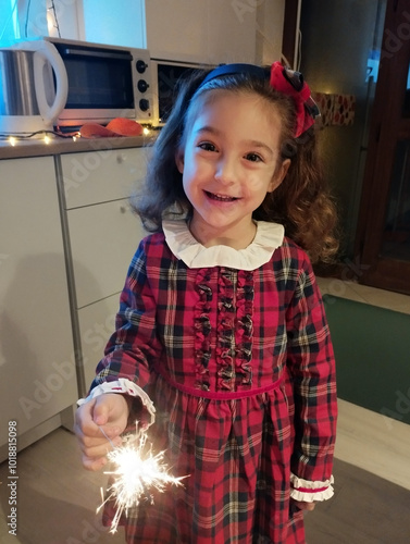 Child Celebrating with Sparkler

 photo