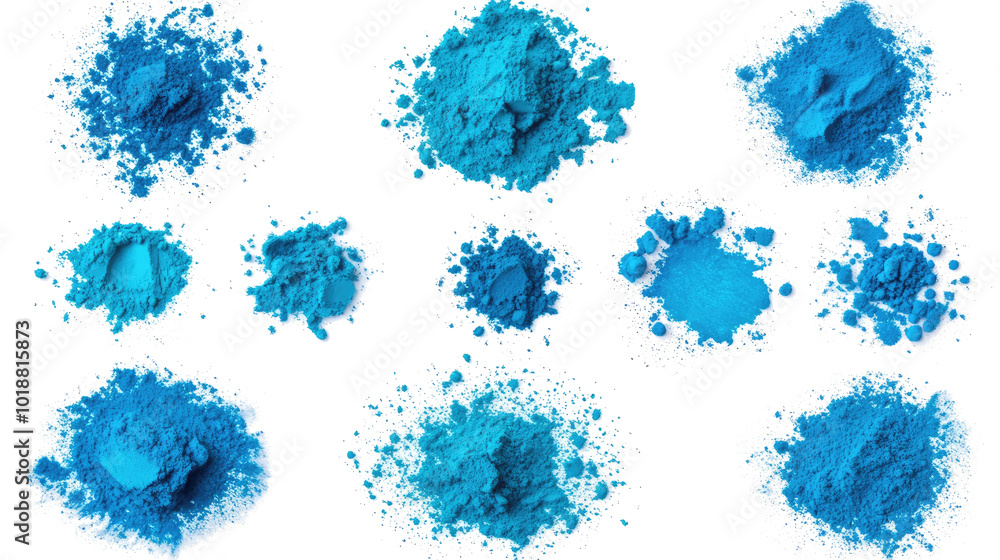 Bright Cyan Blue Holi Paint Powders in Various Textures and Shapes Generative AI Bright Cyan Blue Holi Paint Powders in Various Textures and Shapes Generative AI