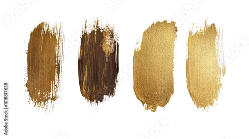 Golden Paint Brush Strokes on a White Background Generative AI