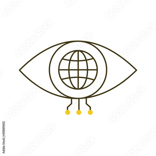 Global AI Eye for Visual Intelligence Vector Icon Design, global tech, neural networks, object detection