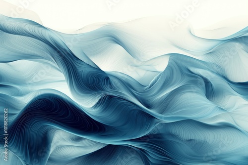 Abstract Blue and White Curved Lines Pattern