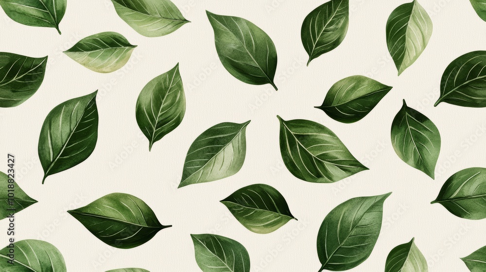 Minimalist mint leaves in soft green, scattered gently across a pale grey backdrop for a refreshing, healing pattern Minimalist mint leaves in soft green, scattered gently across a pale grey backdrop for a refreshing, healing pattern