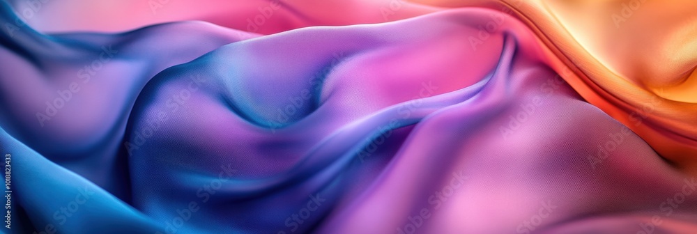 Obraz premium Silk Elegance, Soft flowing silk fabric in a vibrant hue, showcasing luxurious texture and rich color depth, inviting tactile exploration