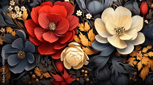 Wallpaper Mural Paper Flowers Bouquet Torontodigital.ca