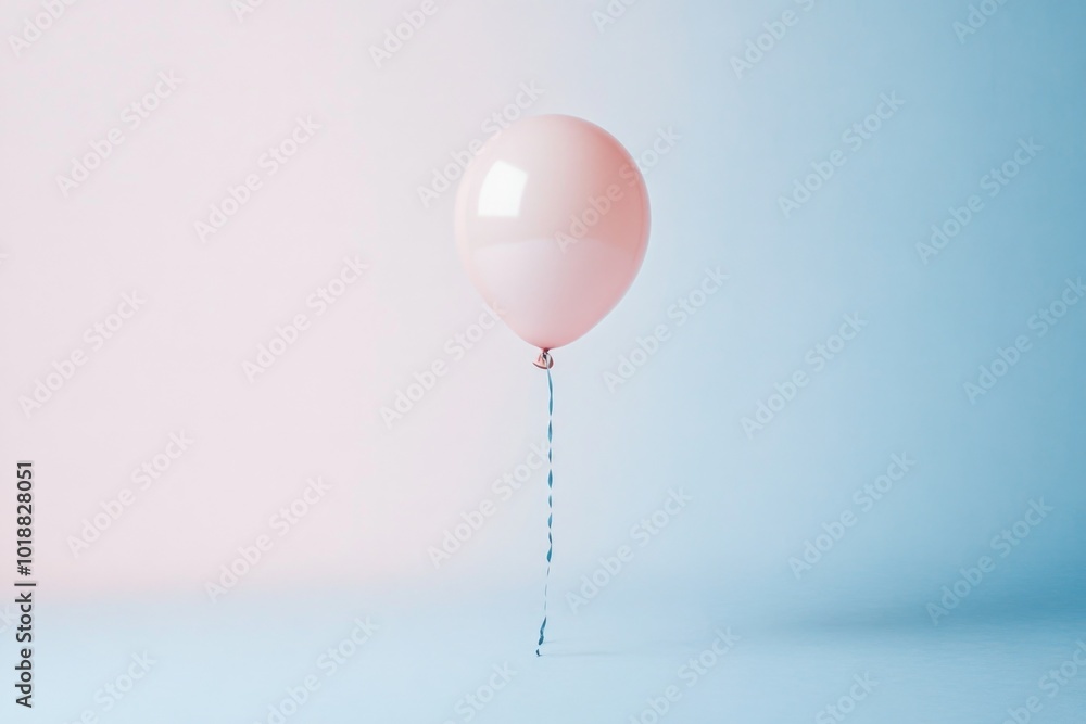 Pastel pink balloon against minimalist two-tone background symbolizing simplicity and joy Pastel pink balloon against minimalist two-tone background symbolizing simplicity and joy