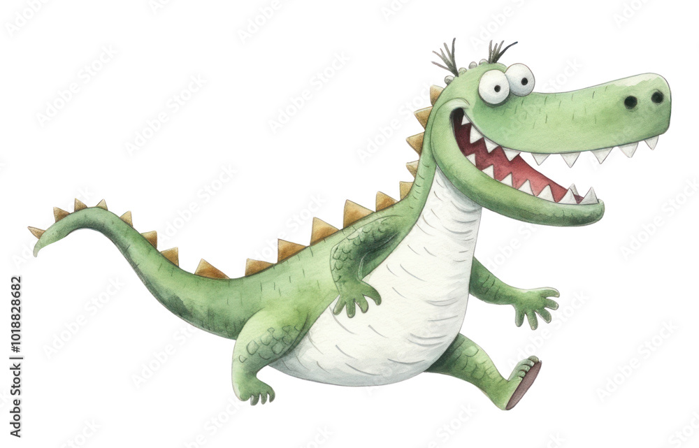 Obraz premium PNG Running crocodile animal dinosaur reptile.