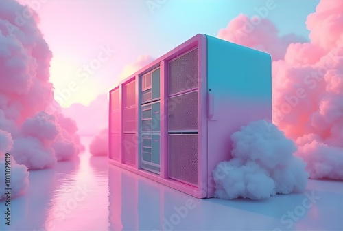 General, Technology, Servers, Data Center, Computing, Network, Storage, Cloud, Modern, Futuristic, Minimalist, Design, Colorful, Pastel, Spectrum, Rainbow, Pink, Blue, White, Light, Innovation