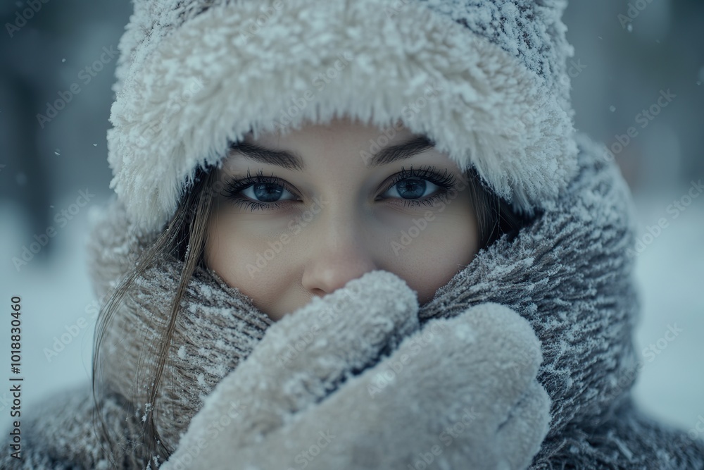 Beautiful young model woman dressed in warm clothes in winter park Beautiful young model woman dressed in warm clothes in winter park
