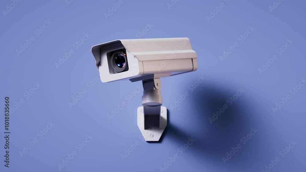 looping 3d animation. Wall mounted surveillance camera rotate left and right and record video. Paranoid obsession with security looping 3d animation. Wall mounted surveillance camera rotate left and right and record video. Paranoid obsession with security