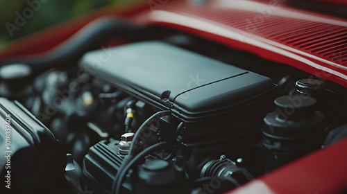 Close-Up of a Car Engine | Detailed View of Modern Automotive Technology and Mechanics photo