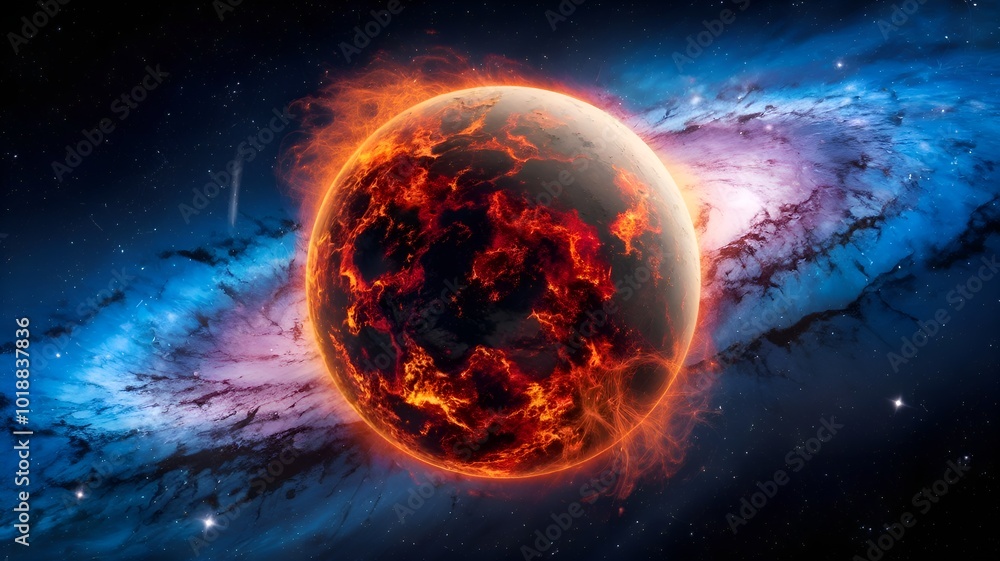 Obraz premium planet in flames. excellent digital space artwork
