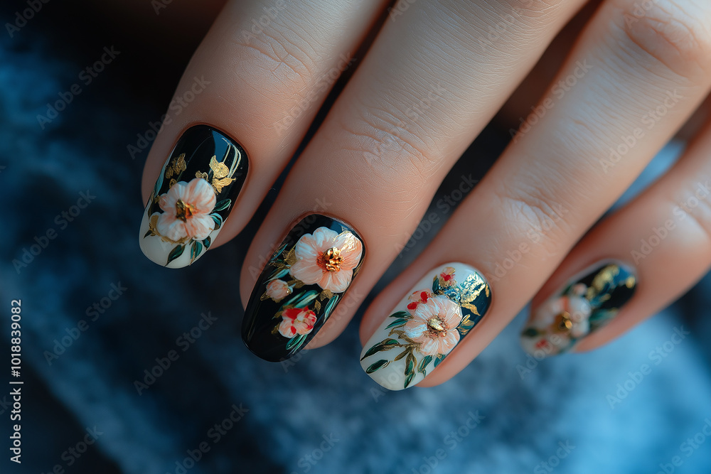 Beautiful art on nails. generative AI Beautiful art on nails. generative AI