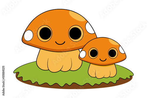 Orange cap boletus in moss on white background