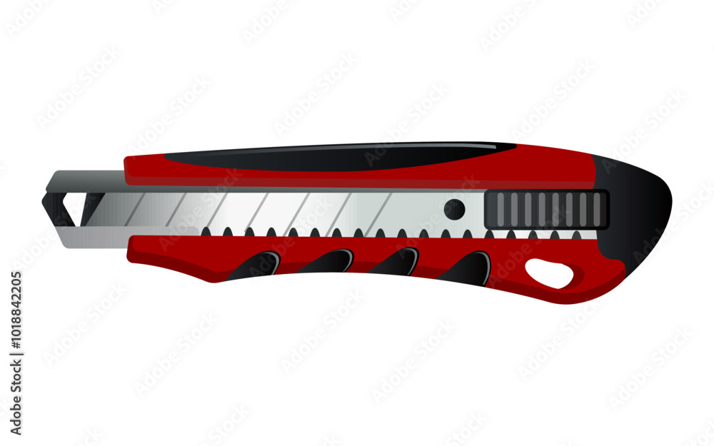 A red utility knife shown from the side. Vector illustration A red utility knife shown from the side. Vector illustration