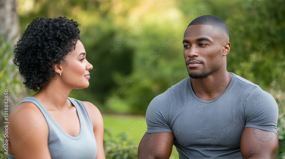 Health coach leading a mindful breathing exercise with a client in a peaceful outdoor setting, mental wellness focus Health coach leading a mindful breathing exercise with a client in a peaceful outdoor setting, mental wellness focus