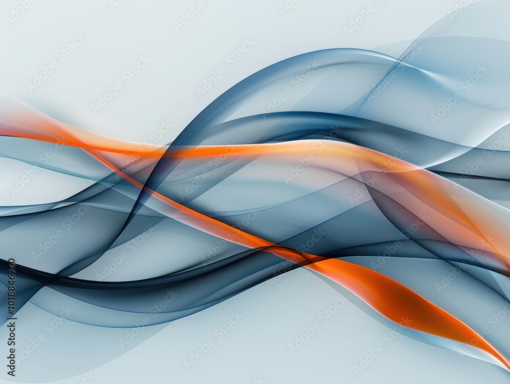 Naklejka premium Abstract blue and orange wave design on light background. Digital artwork for design and wallpaper