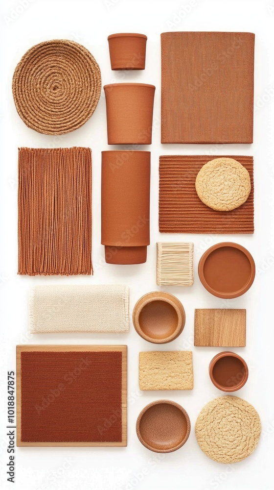 Fototapeta premium Cozy brown aesthetic mood board featuring coffee, cookies, and soft textiles for a warm, inviting ambiance