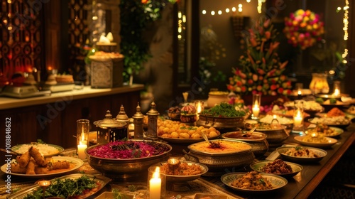 Luxurious Diwali Dining Experience with Traditional Indian Dishes and Candlelit Ambiance