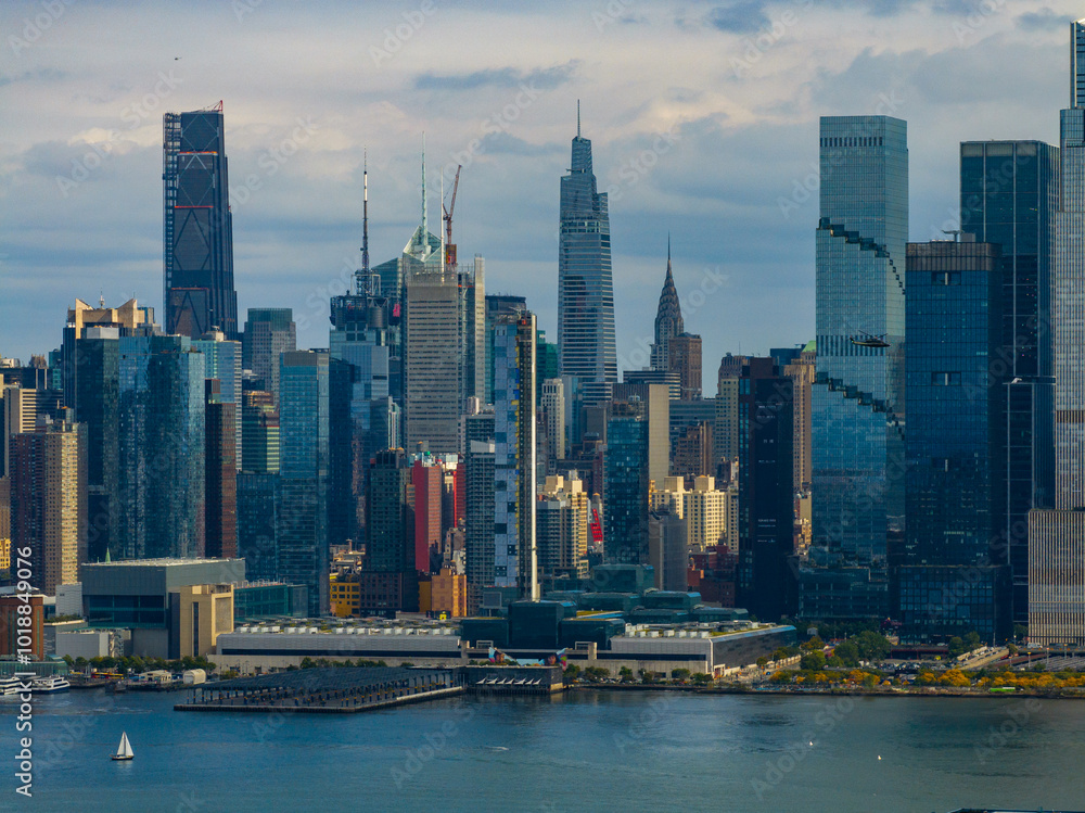 Naklejka premium Midtown uptown NYC Skyline from Hoboken NJ