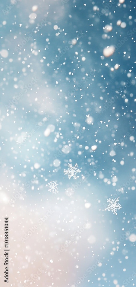 Delicate snowflakes swirl in a winter wind beneath a soft blue sky for an elegant minimalist design wallpaper Delicate snowflakes swirl in a winter wind beneath a soft blue sky for an elegant minimalist design wallpaper