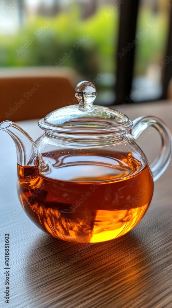 Tea master swirling tea in a small glass teapot, preparing for a detailed degustation and flavor analysis Tea master swirling tea in a small glass teapot, preparing for a detailed degustation and flavor analysis