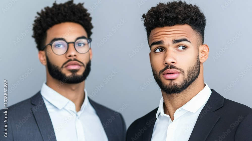 Two employees sharing a quiet conversation while a narcissist talks in the background, supporting each other in the workplace Two employees sharing a quiet conversation while a narcissist talks in the background, supporting each other in the workplace