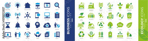 Full collection icons business and ecology
