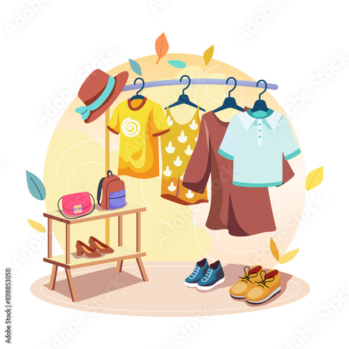 Dressing room illustration in flat style 