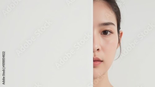 Half-face Portrait with Plain Background