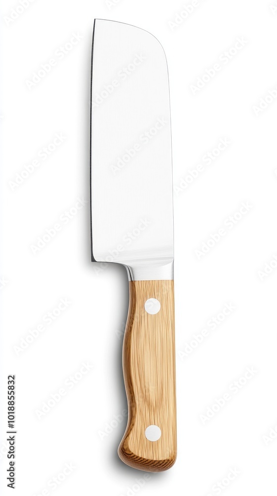 Handcrafted kitchen knife with rustic charm, featuring a wooden handle and aged blade resting on a minimalist bright background Handcrafted kitchen knife with rustic charm, featuring a wooden handle and aged blade resting on a minimalist bright background