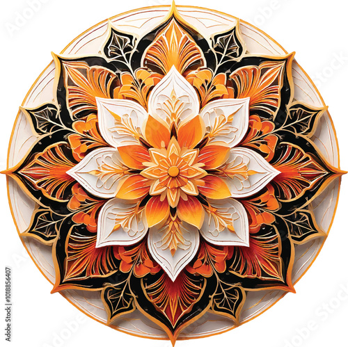 Luxury Mandela pattern Islamic ornament clip art vector illustration, solid white background