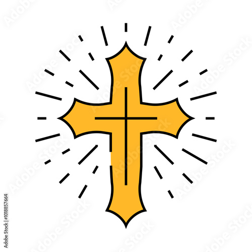 cross tattoo art vintage line icon vector. cross tattoo art vintage sign. isolated symbol illustration