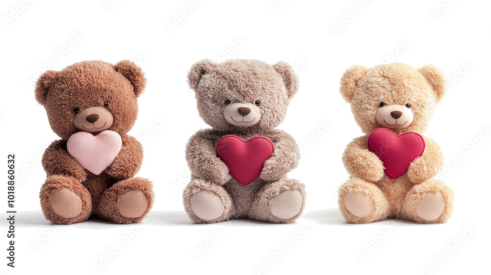 Teddy Bears With Hearts on a White Background Generative AI Teddy Bears With Hearts on a White Background Generative AI