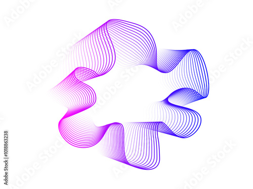 Collection of colorful neon round sound waves. Sound curve, radio frequency spectrum lines for equalizer . set of colorful music poster and banner cliparts. Vector illustration.