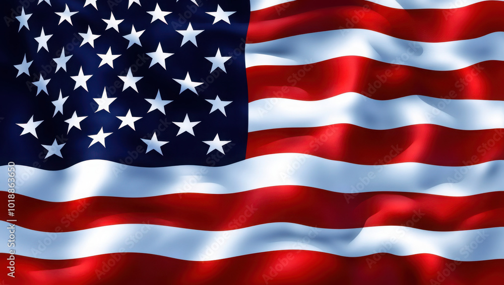 Naklejka premium Patriotic American Flag of the United States, banner or poster. USA.