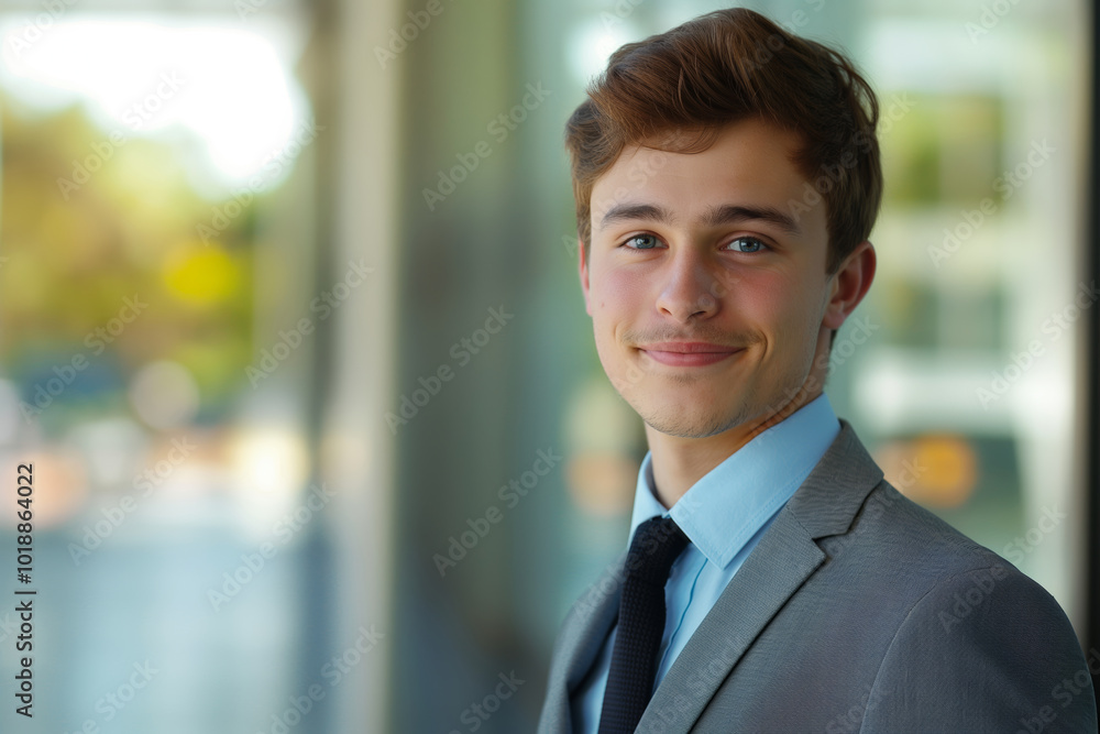 Professional young man in suit radiating confidence in a modern architectural background. Professional young man in suit radiating confidence in a modern architectural background.