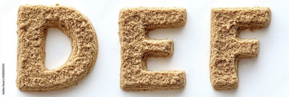 Letters D, E, F. Sand Alphabet on White Background
Letters D, E, F. Sand Alphabet on White Background
