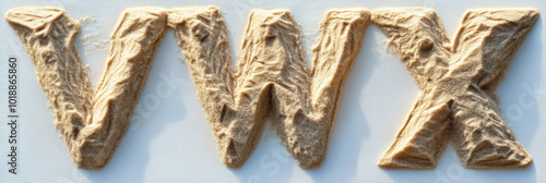 Letters V, W, X. Sand Alphabet: Creative and Natural Letter Art.
 photo