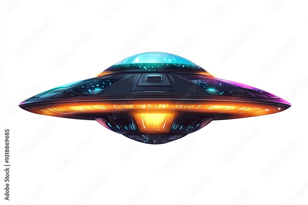 ufo space flying saucer alien ship luminous vector illustration isolated on white background.generative ai ufo space flying saucer alien ship luminous vector illustration isolated on white background.generative ai