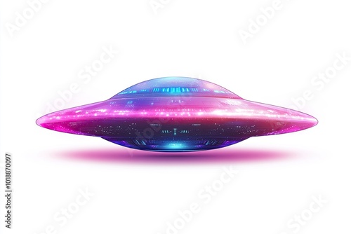 ufo space flying saucer alien ship luminous vector illustration isolated on white background -.generative ai