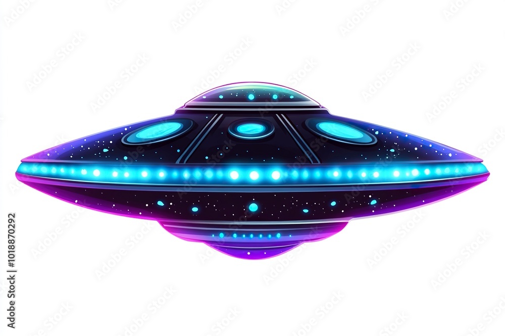 ufo space flying saucer alien ship luminous vector illustration isolated on white background -.generative ai ufo space flying saucer alien ship luminous vector illustration isolated on white background -.generative ai