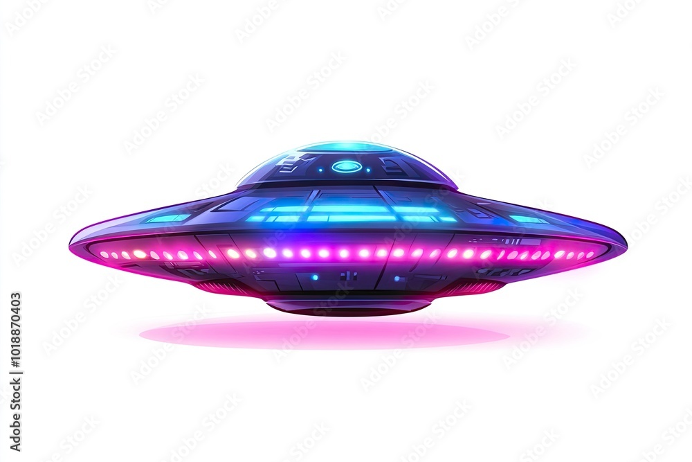 ufo space flying saucer alien ship luminous vector illustration isolated on white background -.generative ai ufo space flying saucer alien ship luminous vector illustration isolated on white background -.generative ai