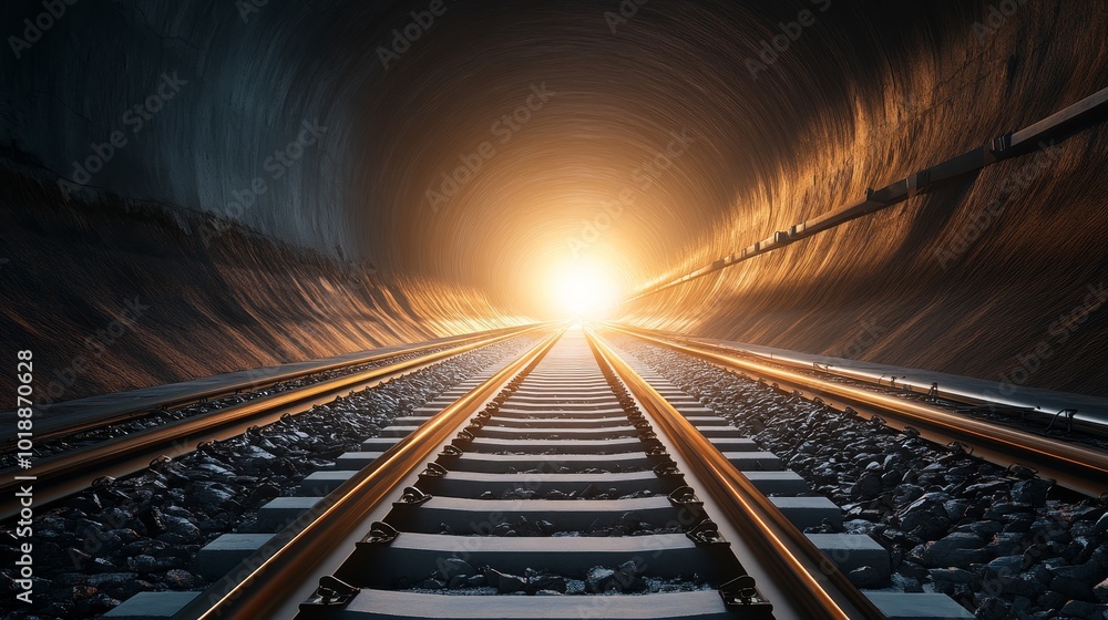 Fototapeta premium Light at the End of a Train Tunnel